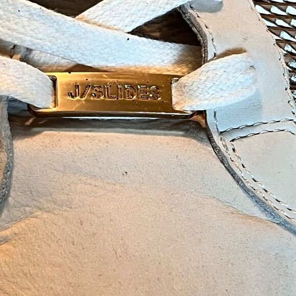 J/Slides Hippie Off White and Gold Leather & Suede Sneakers Size 8.5 - Picture 5 of 7